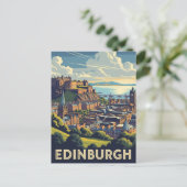 Edinburgh Castle Scotland Vintage Travel Postkarte (Stehend Vorderseite)