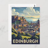 Edinburgh Castle Scotland Vintage Travel Postkarte (Vorne/Hinten)