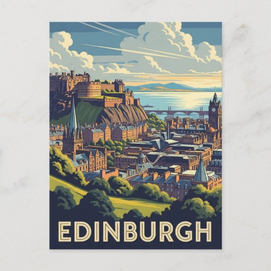 Edinburgh Castle Scotland Vintage Travel Postkarte (Vorderseite)