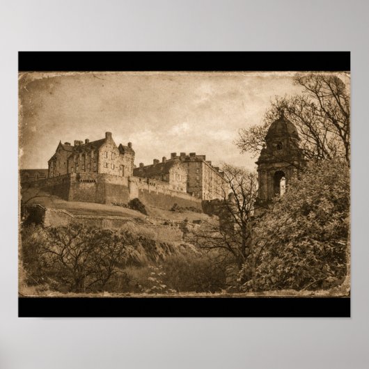 Edinburgh Castle Sepia-Fotografie Poster (Vorne)