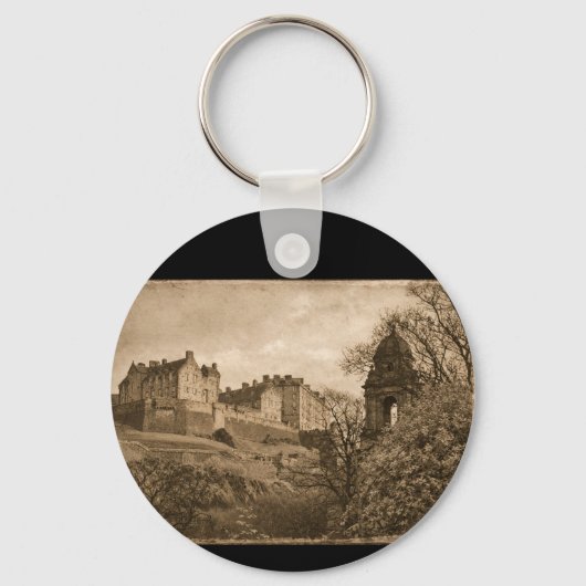 Edinburgh Castle Sepia-Fotografie Schlüsselanhänger (Vorderseite)