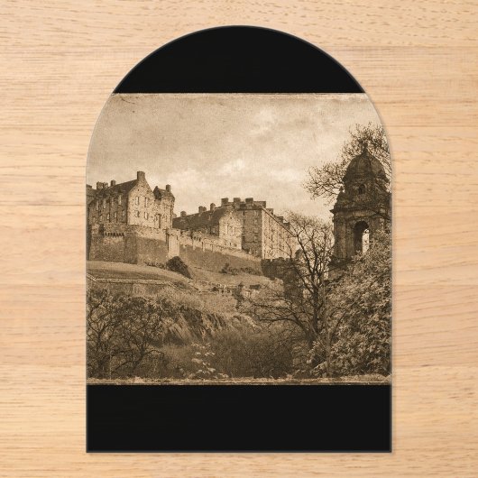Edinburgh Castle Sepia Photograph Acryleinladungen (Vorderseite)