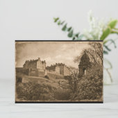 Edinburgh Castle Sepia Photograph Einladung (Stehend Vorderseite)