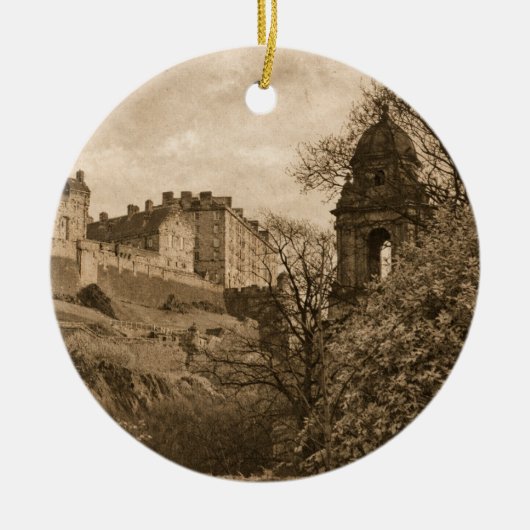Edinburgh Castle Sepia Photograph Keramik Ornament (Vorne)