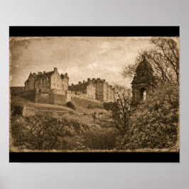 Edinburgh Castle Sepia Photograph Poster