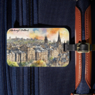 Edinburgh Castle Watercolor Travel Gepäckanhänger