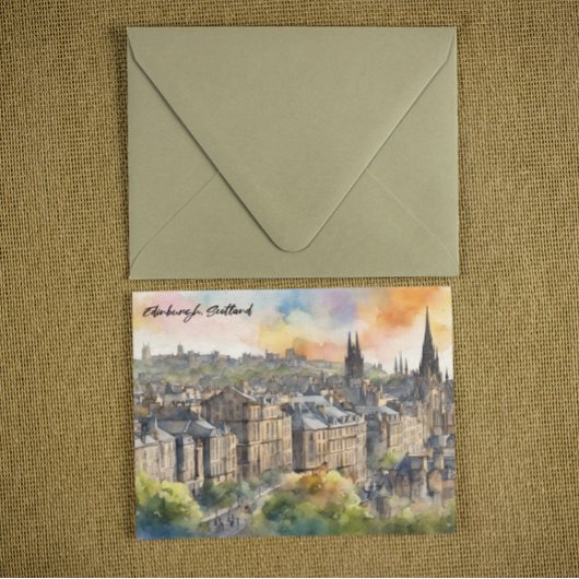 Edinburgh Castle Watercolor Travel Postkarte