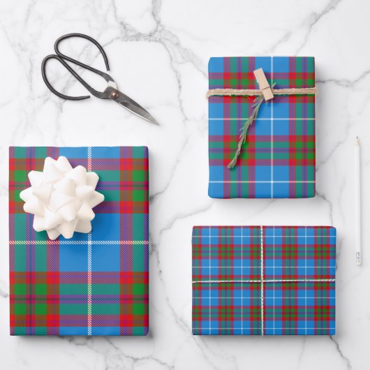 Edinburgh City Tartan Kariert Blue Red Lila Geschenkpapier Set (Vorderseite)