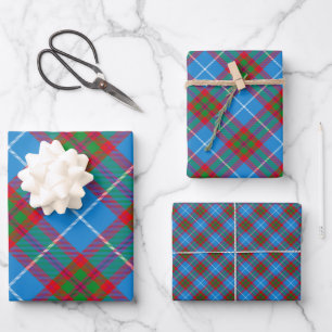 Edinburgh City Tartan Kariert Blue Red Lila Geschenkpapier Set