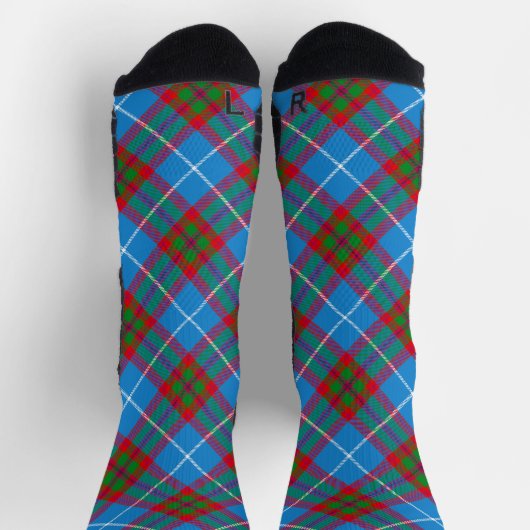 Edinburgh City Tartan Plaid Blue Red Purple Socken (Oben)