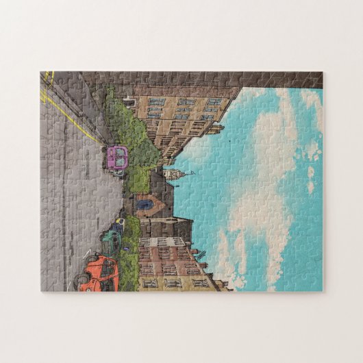 Edinburgh Downtown Citycape Illustration Puzzle (Horizontal)