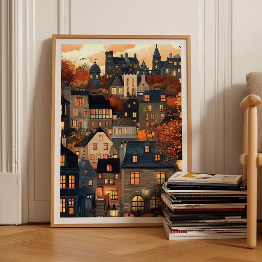 Edinburgh Illustration Edinburgh Print Autumn Scot Poster
