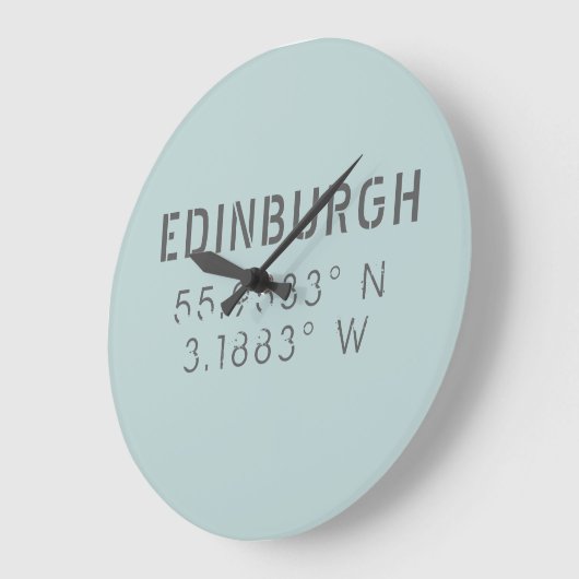 Edinburgh Latitude & Longitude Große Wanduhr (Winkel)