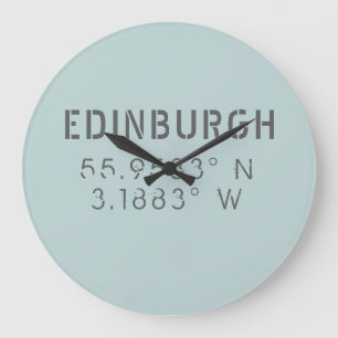 Edinburgh Latitude & Longitude Große Wanduhr