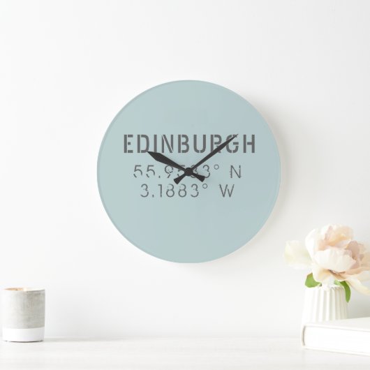 Edinburgh Latitude & Longitude Große Wanduhr (Zuhause)