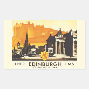 Edinburgh LNER Feines Vintage-Reiseposter Rechteckiger Aufkleber