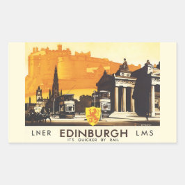 Edinburgh LNER Fine Vintage Travel Poster Rechteckiger Aufkleber