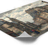 Edinburgh Old Town Japanese Woodblock Print Poster (Ecke)