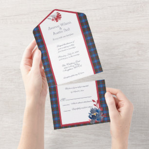 Edinburgh Original schottisches Tartan All In One Einladung
