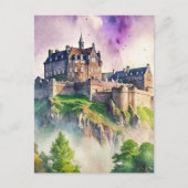 Edinburgh, Schottland, Castle Watercolor Painting Postkarte (Vorderseite)