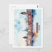 Edinburgh Schottland Famous Travel Place Watercolo Postkarte (Vorne/Hinten)