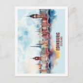 Edinburgh Schottland Famous Travel Place Watercolo Postkarte (Vorderseite)