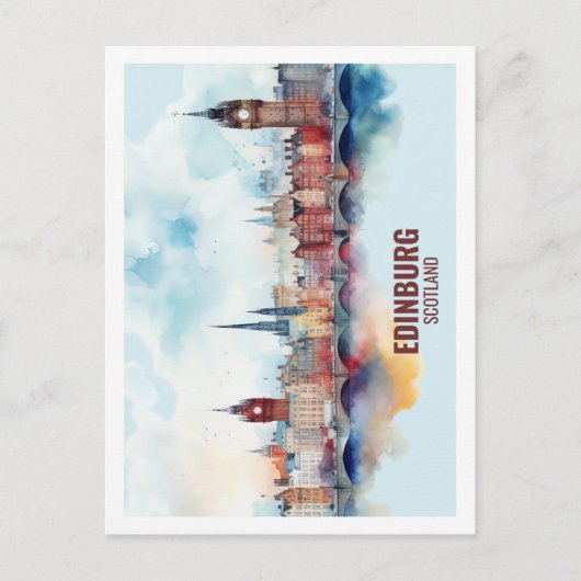 Edinburgh Schottland Famous Travel Place Watercolo Postkarte (Vorderseite)