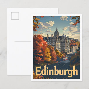 Edinburgh Schottland Klassisch Retro Vintage Reise Postkarte
