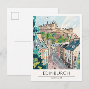 Edinburgh Schottland Kunst Illustration Reise Postkarte