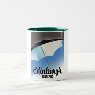 Edinburgh Schottland Regenschirm Reiseplakat Zweifarbige Tasse
