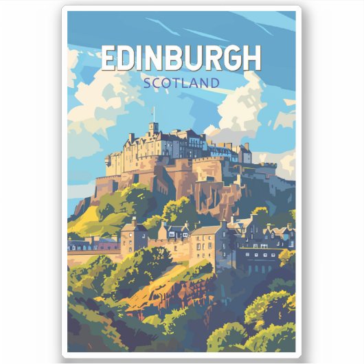 Edinburgh Schottland Reisen Art Vintag Aufkleber (Vorderseite)