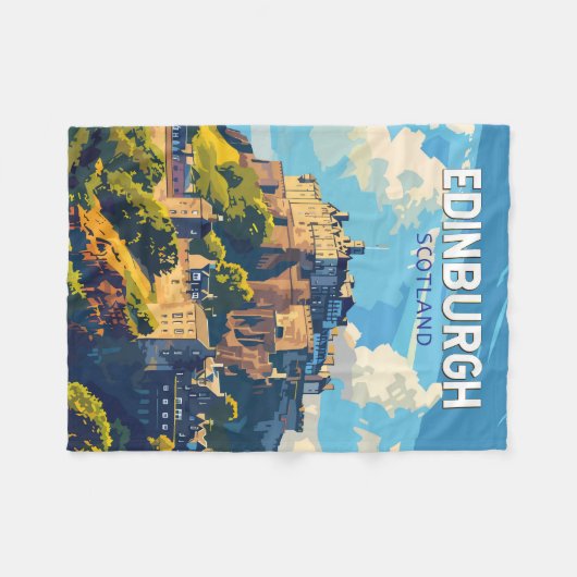 Edinburgh Schottland Reisen Art Vintag Fleecedecke (Vorderseite (Horizontal))