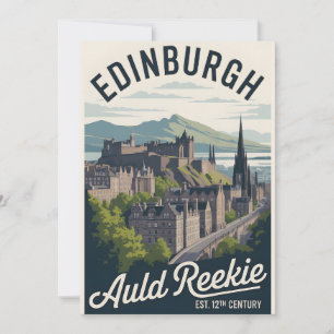 Edinburgh Schottland Retro-Stil Reise Stadtansicht Feiertagskarte