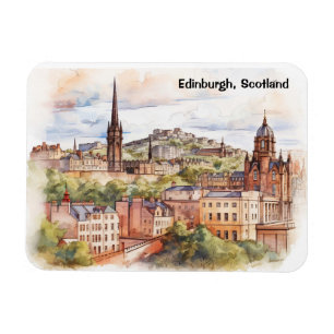 Edinburgh Schottland Stadtansicht Aquarell Reise Magnet