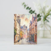 Edinburgh, Schottland, Street Watercolor Painting Postkarte (Stehend Vorderseite)