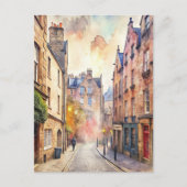 Edinburgh, Schottland, Street Watercolor Painting Postkarte (Vorderseite)