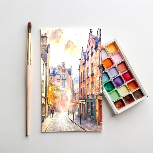 Edinburgh, Schottland, Street Watercolor Painting Postkarte
