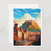 Edinburgh Schottland Vintage-Illustration Postkarte (Vorne/Hinten)