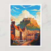 Edinburgh Schottland Vintage-Illustration Postkarte (Vorderseite)