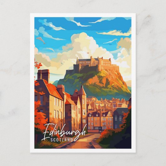 Edinburgh Schottland Vintage-Illustration Postkarte (Vorderseite)