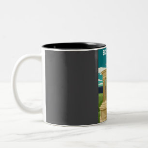 Edinburgh Schottland Vintage Minimal Reiseplakat Zweifarbige Tasse