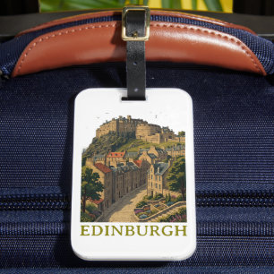 Edinburgh Schottland Vintage Reise Ikonische Burg Gepäckanhänger