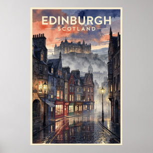 Edinburgh Schottland Vintage Reise Poster