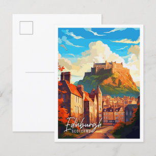 Edinburgh Schottland Vintage-Reiseillustration Postkarte