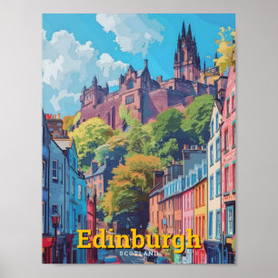 Edinburgh Scotland Art Vintage Travel Poster