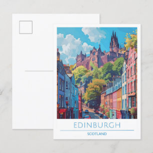 Edinburgh Scotland Art Vintage Travel Postkarte