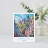 Edinburgh Scotland Art Vintage Travel Postkarte (Stehend Vorderseite)