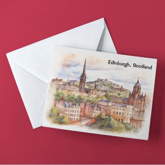 Edinburgh Scotland City View Wasserfarbenreise Postkarte