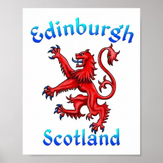 Edinburgh Scotland Lion Rampant Scottish Flag Poster (Vorne)
