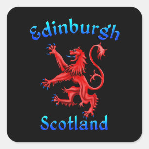 Edinburgh Scotland Lion Rampant Scottish Flag Quadratischer Aufkleber